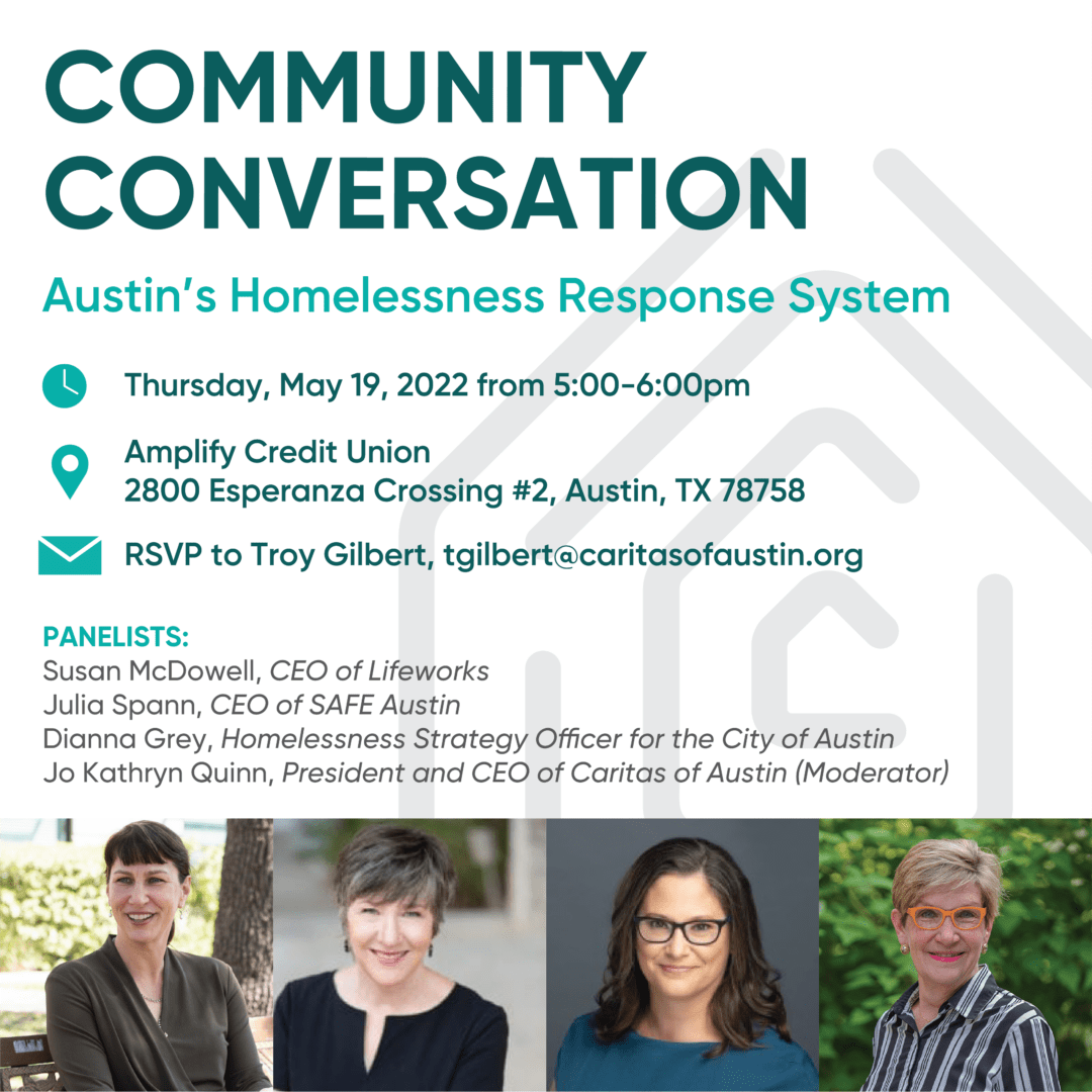Flyer: Community conversation on Austin homelessness