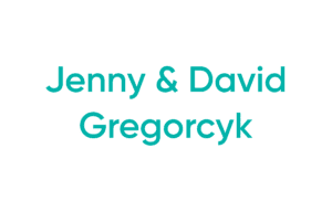 Teal text reading "Jenny & David Gregorcyk