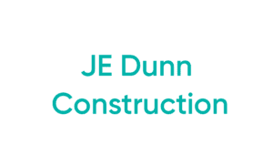 JE Dunn Construction teal logo on white
