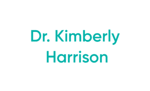 Teal text reading a doctor's name
