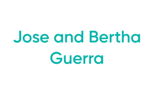 Teal name text on white background