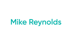Teal name text on white background