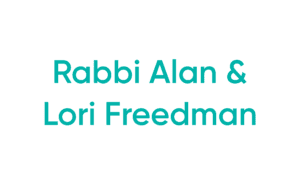 Teal text: Rabbi Alan & Lori Freedman