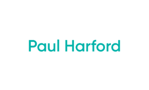 Teal name text on white background