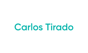 Teal name text on white background
