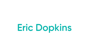 Teal name text on white background