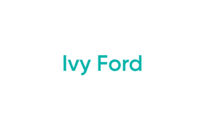 Centered teal "Ivy Ford" text on white