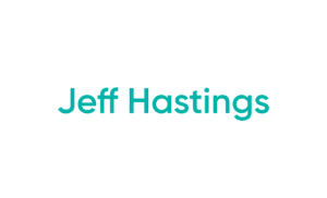 Teal name text on white background