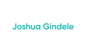 Teal name text centered on white background