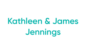 Teal text: Kathleen & James Jennings