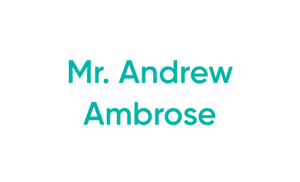 Teal name text on white background