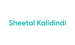 Teal name text on white background