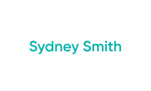 Teal text showing a name on white background