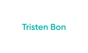 Centered teal Tristen Bon text