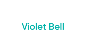 Teal "Violet Bell" text on white background
