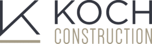 K Koch Construction logo on black background