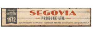 Vintage Segovia Produce Ltd. wooden crate label 1972