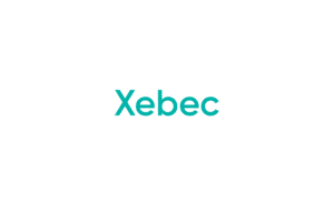 Xebec logo in teal on white background