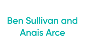 Teal text on white background listing two names