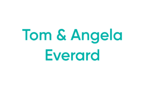 Teal text reading Tom & Angela Everard