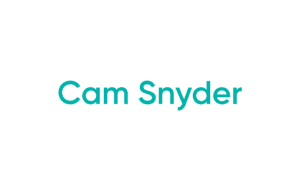 Teal 'Cam Snyder' text on white background