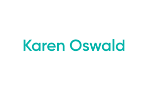 Teal name text on white background