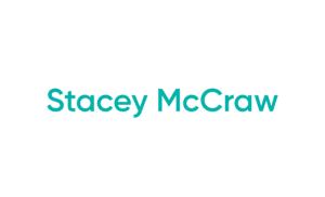 Teal name text on white background