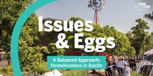 Issues and Eggs homelessness event banner Austin