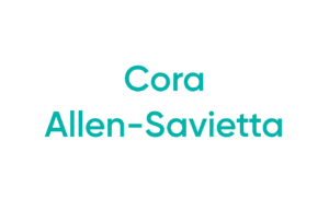 Turquoise name text centered on white background