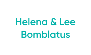 Teal text reading Helena & Lee Bomblatus