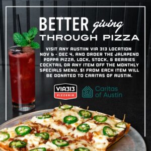Jalapeño pizza and cocktail promotional poster