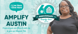 Amplify Austin 60th anniversary event banner