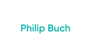 Teal name text on white background