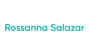 Teal name text on white background