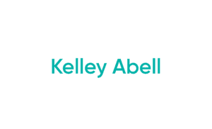 Teal text "Kelley Abell" on white background