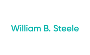 Teal name text centered on white background