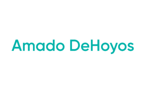 Teal Amado DeHoyos text on white