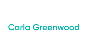 Teal text showing a person's name