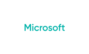 Microsoft teal logo on white background