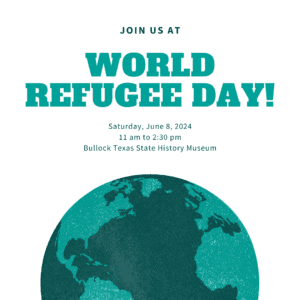 World Refugee Day poster featuring globe