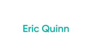 Centered teal name text on white background