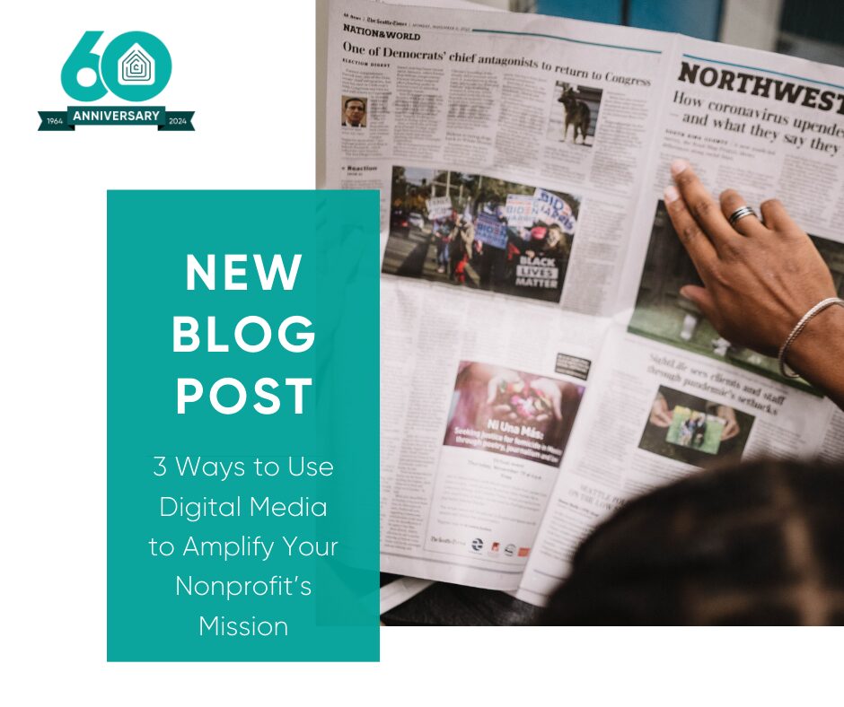 New blog post graphic with person reading newspaper