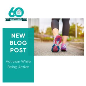 Blog graphic: walking shoes on path