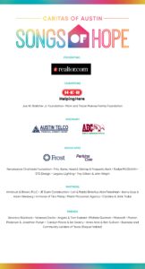 Vertical sponsor credits with rainbow borders