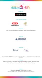 Songs of Hope sponsor poster with logos
