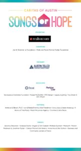 Colorful Songs of Hope sponsor poster with logos