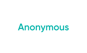 Teal Anonymous text on white background