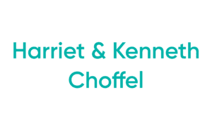 Harriet and Kenneth Choffel teal text on white