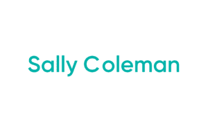 Teal text logo on white background