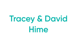 Teal names and ampersand on white